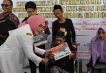 Sri Sumarni Serahkan Alat Bantu Untuk Disabilitas, Dalam Peringatan HDI Peringatan HDI 2023