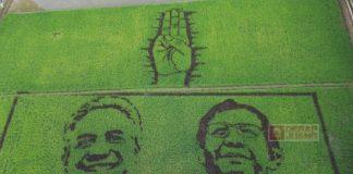 Ganjar Puji Kreatifitas Seniman yang Gambar Wajah Ganjar-Mahfud di Sawah