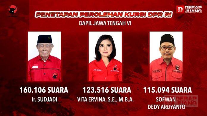Dapil VI Jateng; Ir. Sudjadi, Vita Ervina, & Sofwan Dedy Ardyanto Berhasil Melenggang ke Senayan Dapil VI Jateng