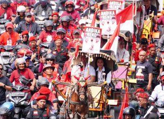 Kemeriahan Perjalanan Iring-Iringan Andika-Hendi saat Mendaftar ke KPU Jateng