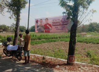 Struktural PDI Perjuangan Blora Serentak Gotong Royong Pasang Baliho Andika-Hendi