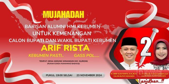 Barisan Alumni HMI Kebumen Gelar Mujahadah Untuk Kemenangan Paslon Arif-Rista HMI