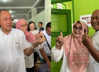 Sadewo-Lintarti Nyoblos Bersama Pasangan Masing-masing